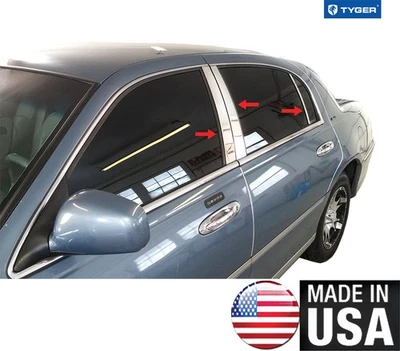 TYGER For 98-2011 Lincoln Town Car 6PC Stainless Steel Chrome Pillar Post Trim Foto 1 de 4