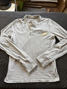 Holister Henley Langarm T-Shirt Herren Größe S grau - Bild 1 von 7