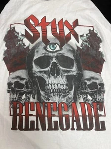 STYX RENEGADE 2022 North American Tour Concert T-Shirt Men's Large Ragland - Picture 1 of 7
