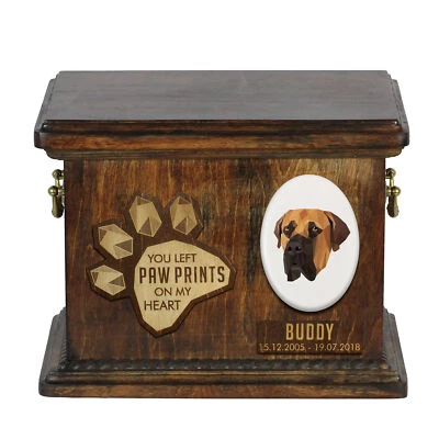 Boerboel urne en bois avec un chien Art-Dog - Photo 1/4