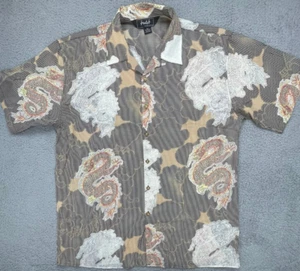 Camisa Trust Couture Collection Para Hombre 2XL Multicolor Malla Transparente Abotonada Dragón - Imagen 1 de 13