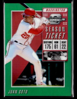 Juan Soto #'d /50 - 2019 Panini Contenders Optic Season Ticket Green SP #15 - Image 1 of 2