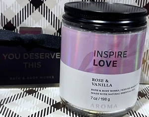 Bath And & Body Works Single Wick Candle Inspire Love Rose Vanilla Valentine’s - Picture 1 of 5