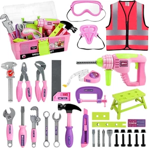 Tool Set with Tool Box & Electronic Toy Drill, Pretend Play Kids Construction... - Picture 1 of 1