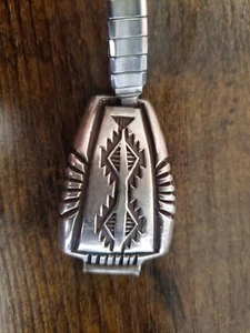 Vintage Navajo Troy Laner Handarbeit Sterlingsilber signiert Uhrenarmband - Bild 1 von 4