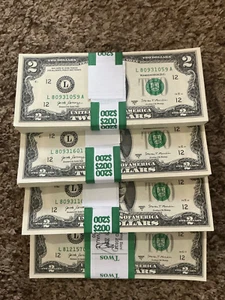 100 2017a $2 UNCIRCULATED FEDERAL RESERVE NOTES - Picture 1 of 5