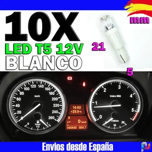 10x Bombillas T5 LED F3 1SMD 12V 1W 50000h Blanco Cuentakilometros T.Concavo - Imagen 1 de 1
