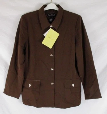 Dialogue Womens Twin Stretch Jacket Sz 14 Brown Long Sleeve AA408 New Defect - Image 1 of 4