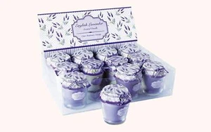 Votiv-Glas Lavender " With Fragrance 1 Pro Purchase Height 3in New Wax Candle - Picture 1 of 1