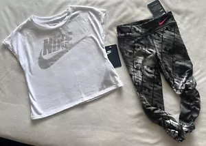 NIKE Little Girl’s Shirt and DRI-FIT Ruched Leggings Outfit - size 5 - Picture 1 of 11