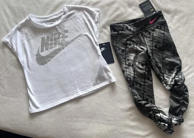 NIKE Camisa Niña Pequeña y DRI-FIT Leggings Acanalados Conjunto - Talla 5 Foto 1 de 4