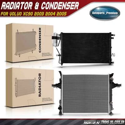 Kit de refrigeración de radiador y condensador de CA para VoLvo XC90 2003 2004 2005 2,5 L 2,9 L 4,4 L Foto 1 de 4