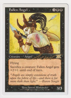 Gold Signed Fallen Angel HP 6th Edition Artist Anson Maddocks 1999 MTG Magic! - Image 1 of 2