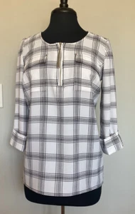 New Cathy Daniels Women’s White & Black Top / Shirt 3/4 Sleeves Size Small - Picture 1 of 12