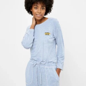 Neu mit Etikett Loft gestreiftes Pyjama-Oberteil und Hose SET - weich azurblau - Größe Large - Bild 1 von 6