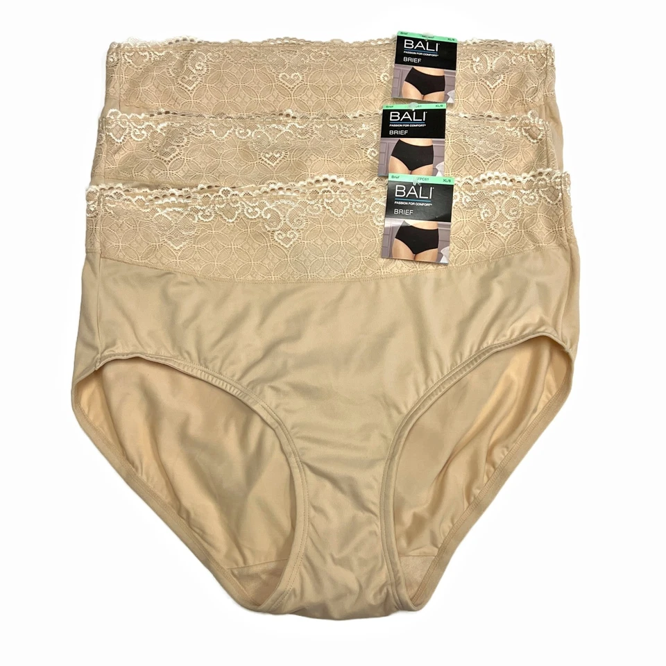 2 Pair Bali XL Passion for Comfort Brief Panty Solid DFPC61 Beige #68950
