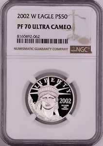 2002-W $50 1/2 oz American Platinum Eagle Proof NGC PF70 Ultra Cameo - Picture 1 of 3