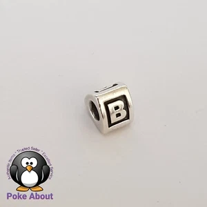 Genuine Pandora Silver Letter B Block Alphabet Pandora 790323B Charm Retired - Picture 1 of 6