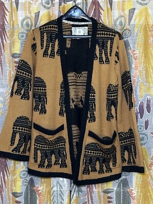 Element Woman’s Cardigan Sweater Boho Elephant Size M Vintage - Image 1 of 4