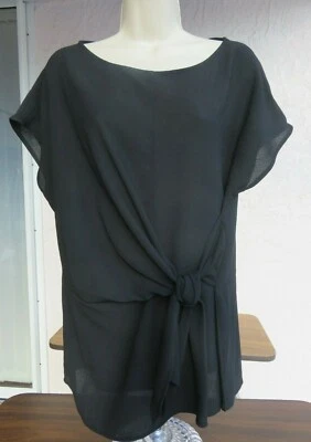 Gibson Mujer Negro Manga Corta con Corbata Top Talla Grande Foto 1 de 4