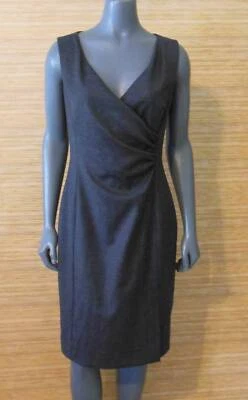 BLUE LES COMPAINS Sheath Dress Surplice Gray Sleeveless Wool Blend Lined 44 6/8 - Image 1 of 4