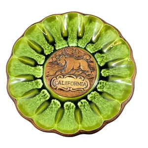 California Treasure Craft Plate California USA Retro Drip Glaze Avocado Green - Bild 1 von 9