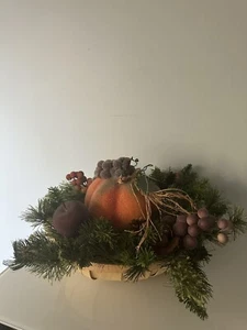 HOME DECOR DECORATIVE FRUIT BASKET 21 x 9 inches FALL AUTUMN THANKSGIVING DECOR - Picture 1 of 7