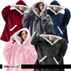 Unisex Oversized Hooded Wearable Blanket Fleece Hoodie Warm Cosy Christmas Gift - Picture 1 of 10