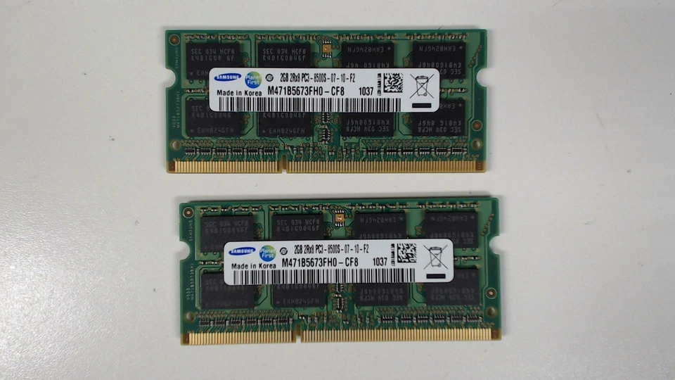 Samsung 4GB 2x2GB 2Rx8 PC3-8500S DDR3-1066 Memory RAM M471B5673FH0-CF8 - Image 1 of 1
