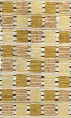 Hand Woven Bohemian Yellow Mustard Area Rug for Living Room Bedroom 100%Wool Rug - Image 1 of 4