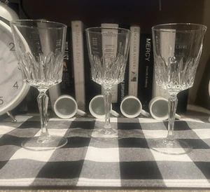Lead Crystal Clear Glass Pedestal  Stemware Wine  Glass 7” Set Of 3 - Picture 1 of 4