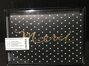 Merci NoteCards 3.5” X 5”  8 Cards & Envelopes By Fringe New - Picture 1 of 2