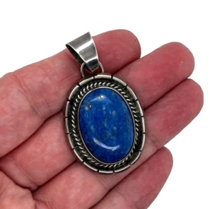 Native American JW Toadlena Sterling Silver Denim Lapis 2" Pendant 14.14 Grams - Picture 1 of 3