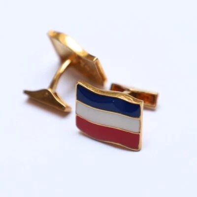 Gemelos redondos de regalo de oro esmaltado multicolor bandera de Holanda 92,5 de plata de ley Foto 1 de 4