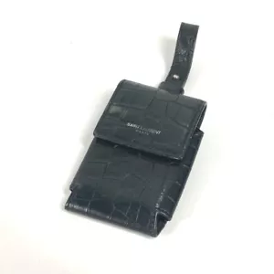 SAINT LAURENT PARIS Logo Zigarettenetui Etui Zigarettenetui Leder schwarz - Bild 1 von 12