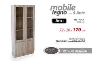 VETRINA MODERNA LEGNO MARRONE 4 ANTE ROVERE SBIANCATO STUDIO CASA 170*72*26 cm - Foto 1 di 3