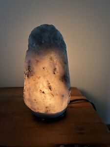 Gray Himalayan Salt Crystal Rock Decorative Lamp Soft Glow Night Light 9”