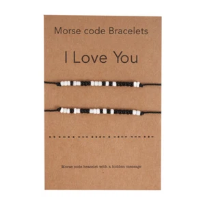 Morse Code Secret Hidden Message I Love You Card Friendship Couple Bracelet Gift - Picture 1 of 7