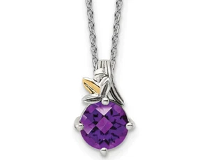 1.70 Carat (ctw) Amethyst Solitaire Drop Pendant Necklace in Sterling Silver wit - Picture 1 of 4