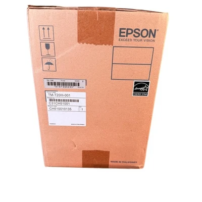 EPSON TM-T20III THERMAL RECEIPT PRINTER - USB + Serial Interfaces (New,Unopened) - Image 1 of 4