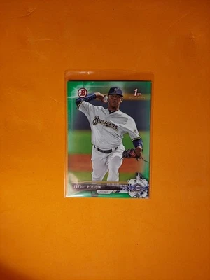 Freddy Peralta 2017 Bowman Chrome 1st Green Refractor Mini /99 BREWERS - Image 1 of 4