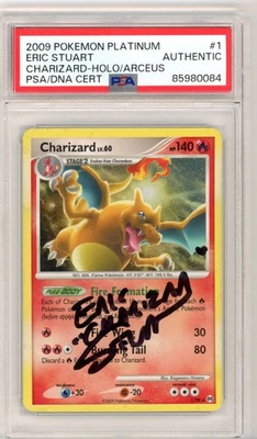 PSA Signed Eric Stuart Pokemon TCG Charizard LV.60 1/99 Arceus Holo Rare - Image 1 of 2