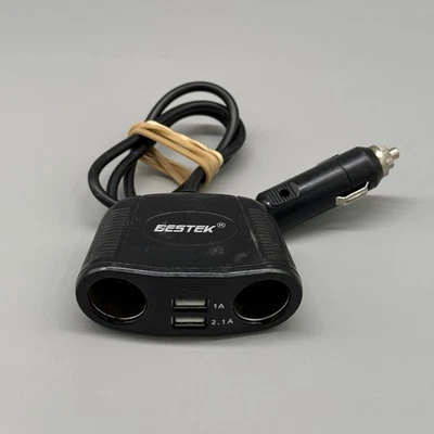 Adaptador de corriente divisor encendedor de cigarrillos BESTEK 150W de 2 enchufes con 2 tomas USB Foto 1 de 4