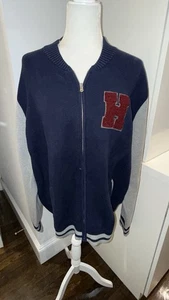 Neu TOMMY HILFIGER Varsity Cardigan Marineblau Größe Extra Large H Reißverschluss - Bild 1 von 6