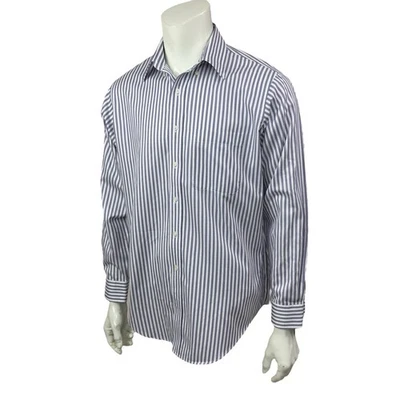 Lanesboro Dress Shirt Mens 16-34/35 Large Purple White Stripe Long Sleeve Pocket - Image 1 of 4