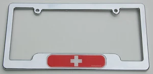 Switzerland Swiss Chrome License Plate Frame 3D Emblem - Foto 1 di 5