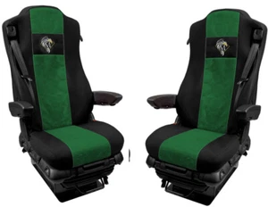 Bezüge Sitzbezüge Schwarz Grün VELOUR passend für Mercedes Actros MP4 MP5 - Bild 1 von 7