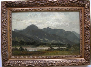 Fritz Halberg-Krauss (1874-1951) Isar bei Tölz Lengries Öl Platte 1920 signiert - Bild 1 von 4