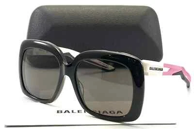 NEW BALENCIAGA BB0054SA 005 BLACK AUTHENTIC SUNGLASSES 57-17 135 JAPAN W/CASE - Image 1 of 4