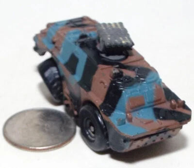 Small  Micro Machine Plastic Russian BRDM-2 w/ Missiles in Blue/Brown/Blue  Camo - Image 1 of 4